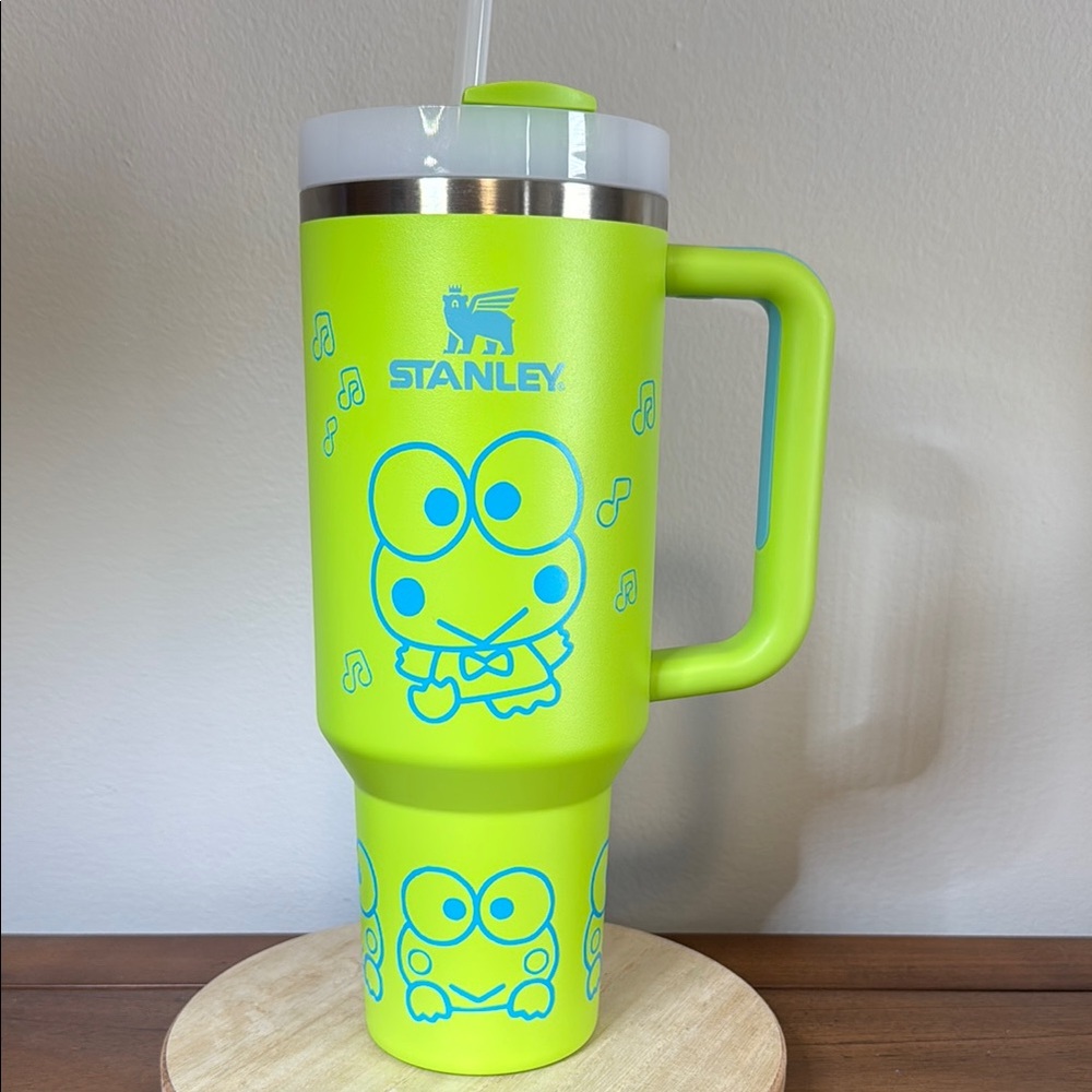 Stanley Lime Green Thermos with Blue Frog Design (Keroppi) NWOT